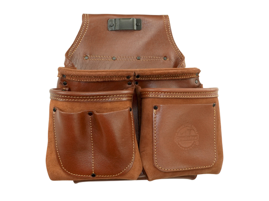 Graintex 6 Pocket Framer's Tool Pouch Ambassador Series Chestnut Brown Color Top Grain Leather