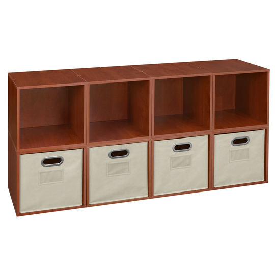Noble Connect Storage Set - 8 Cubes and 4 Canvas Bins- Cherry/Natural