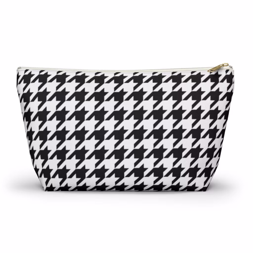 Houndstooth Pouch, Cosmetic Bag, Pencil Case