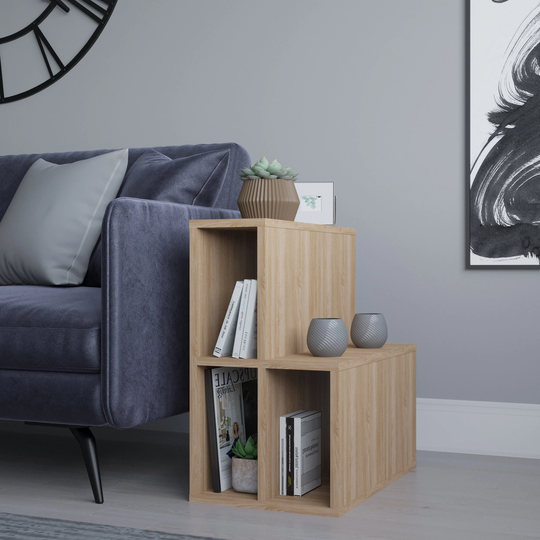 Serenity Side Table | End For Living Room Oak - 25" Height, 23.5" Width Modern Contemporary Home Decor Couch Bookcase