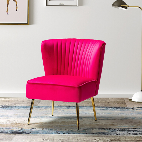 Monica Upholstered Modern Velvet Armless Tufted Accent Small Side Comfy Chair with Golden Legs