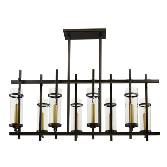 Midtown 8-light 20" Wide Steel Pendant - gold bronze