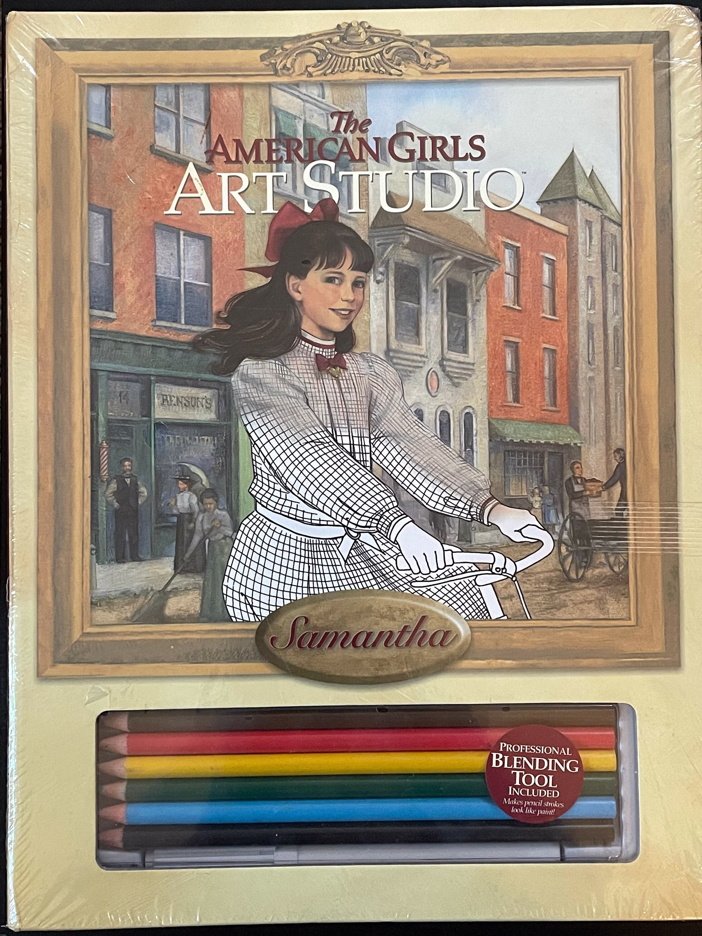 The American Girls Art Studio Samantha Coloring Book Pages Water Color Pencils & Blending Tool Kit Vintage Retired New Old Stock