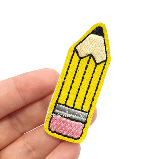 Pencil Felties | School Felties Pencil Glitter Felties| Happy Feltie Embroidered Felt Uncut | Set Of 4