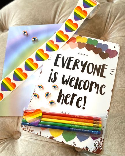 A Set Of 5 Personalized Pride Pencils Including Mini Rainbow Erasers