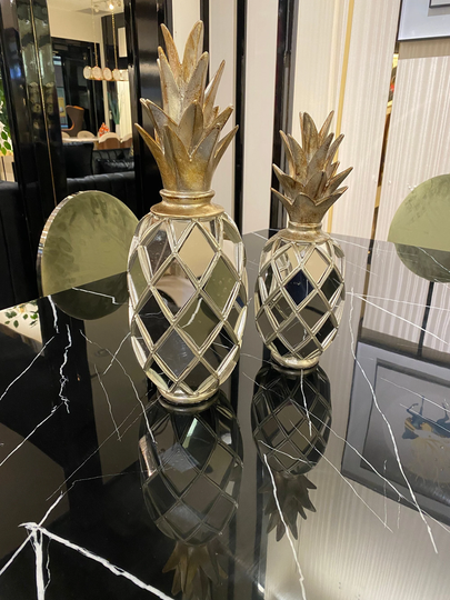 Silver Pineapple Decor Set, Table Decor, Home Luxury Gift, Center Store Showcase Gold