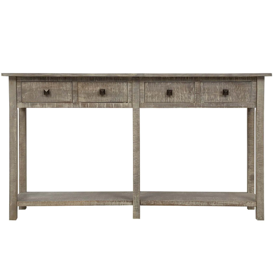 Brushed Entryway Table Console Table with Drawer and Bottom Shelf