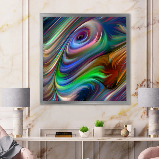 Designart 'Colorful Living Liquid Art' Modern Framed artwork