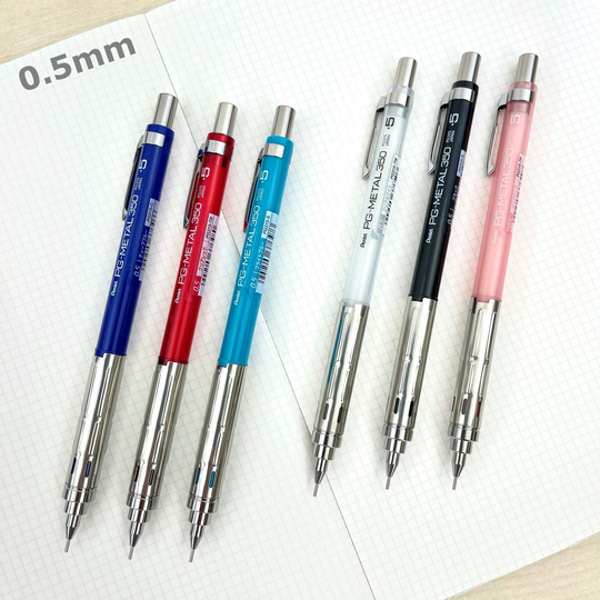 Pentel Pg-Metal 350 0.5mm Mechanical Pencil 6 Color Barrel Set