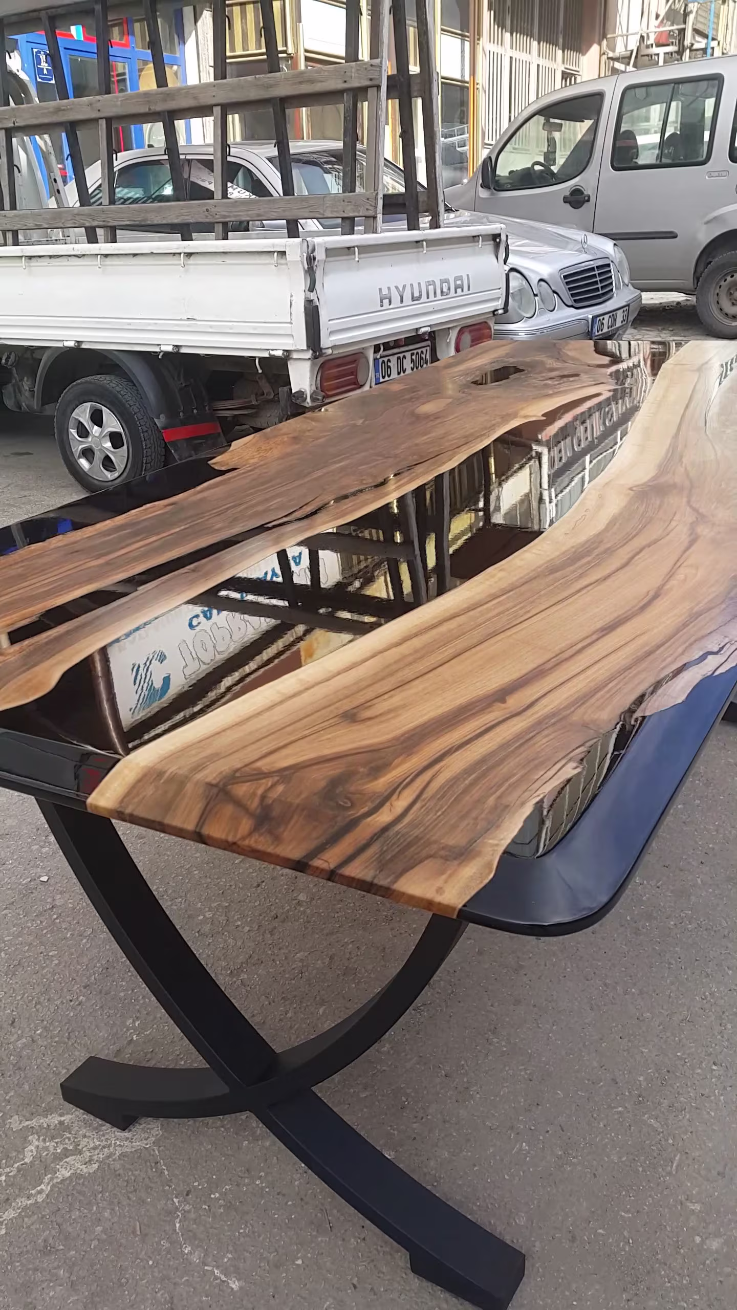 Epoxy Resin Table, Walnut Dining Custom Live Edge Black Made To Order River Table