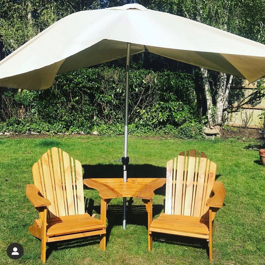 Double Adirondack Chair With Joining Table | Natural Oak