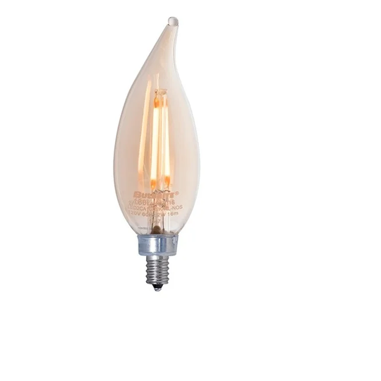 Bulbrite Pack of (4) 2.5 Watt Dimmable Antique Filament CA10 Candelabra (E12) LED Bulb - Amber Light
