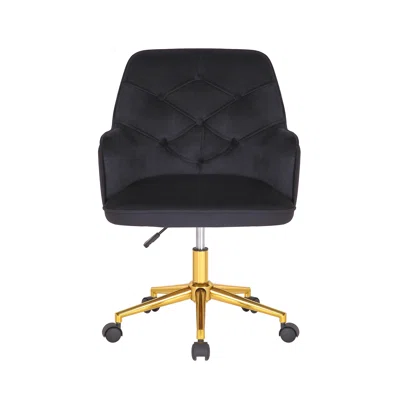 Gurbani Velvet Upholstered Office Chair with Gold Chrome Legs