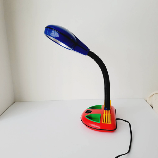 Colorful 80S Rabbit Tanaka Adjustable Gooseneck Table Lamp. Postmodern Plastic Memphis Style Desk Primary Colors Kid's Bedroom Lamp
