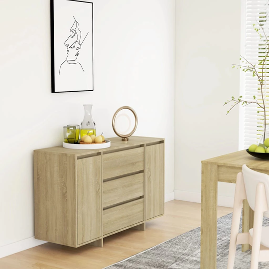 Sideboard with 3 Drawers Sonoma Oak 47.2"x16.1"x29.5" Chipboard