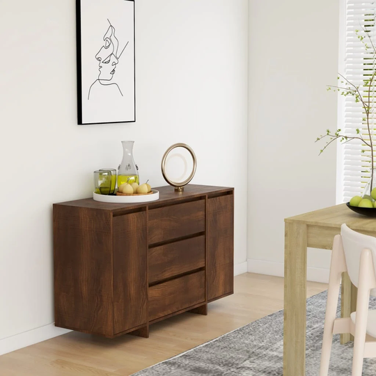 Sideboard with 3 Drawers Brown Oak 47.2"x16.1"x29.5" Engineered Wood