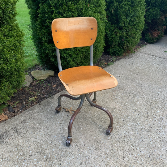School Chair Adult Sized, American Made Wood & Metal, Size18"