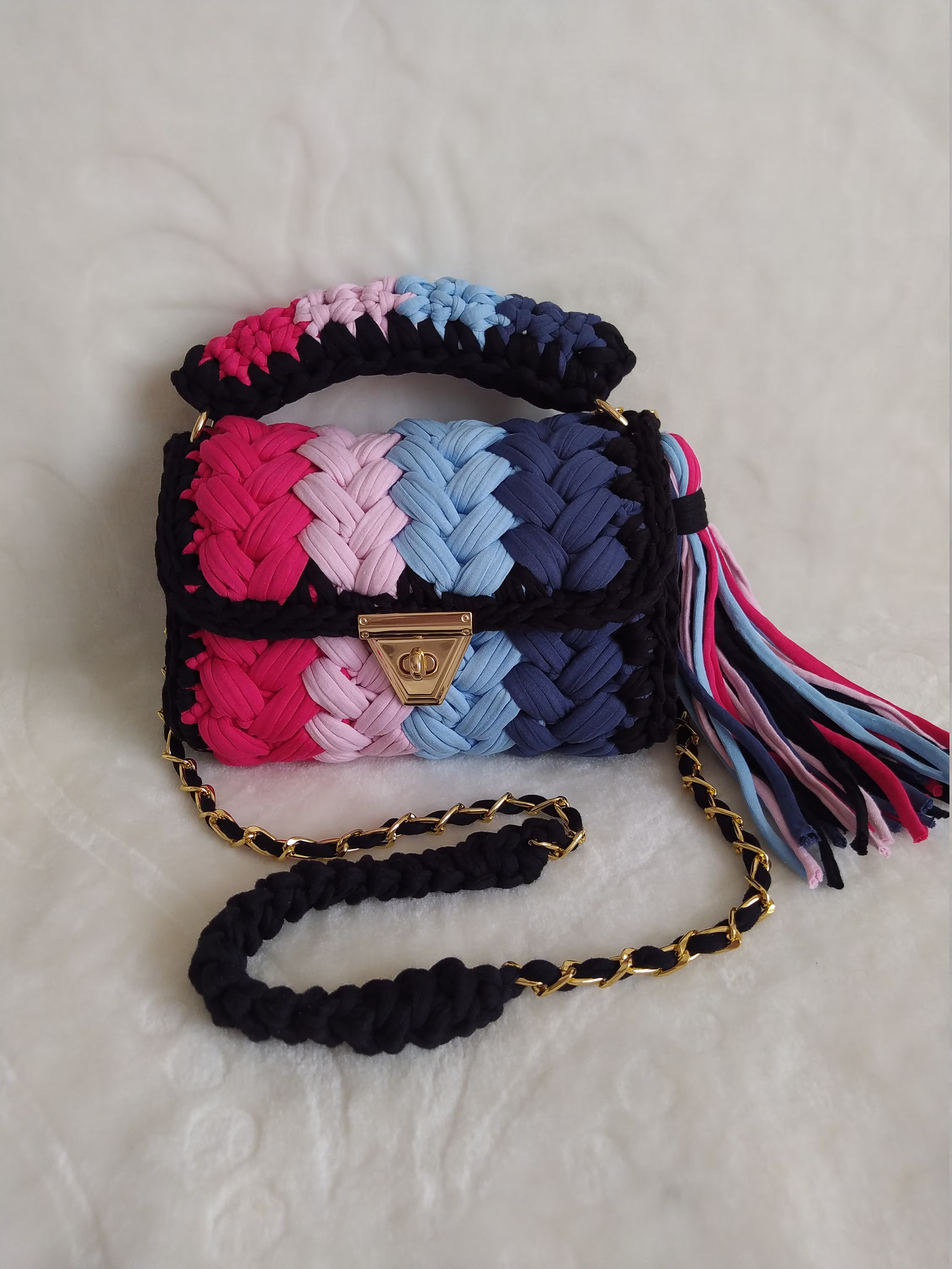 Colorful Handbag/Crossbody Bag /Handmade Colorful Knitting Crochet