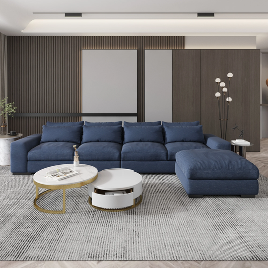 Linen Fabric Upholstered Down Sofa Collection