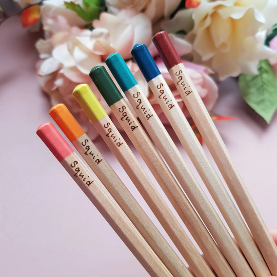 Colouring Pencils, Personalised 5 Mixed Colour Pencils Customised With A Name Or Words Of Your Choice. Childs Toy, Stocking Stuffer, Fun