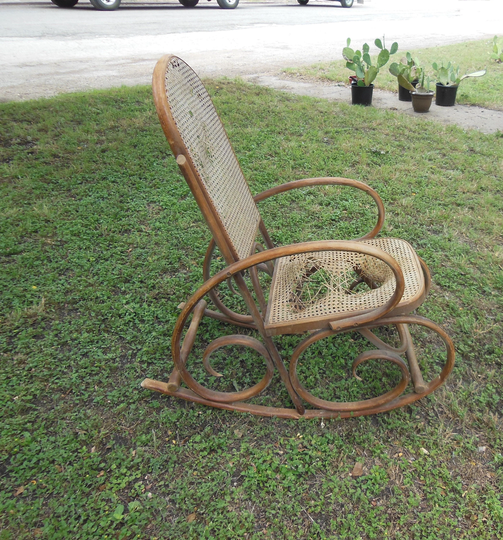 Vintage Bentwood Rocker 1970S Boho Hippy Chick Rocking Chair Needs Re-Caned Wicker Rattan Decor Local Pickup Buyer Pays Shipping Sunroom