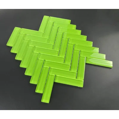 1" x 4" Glass Herringbone / Chevron Mosaic Tile
