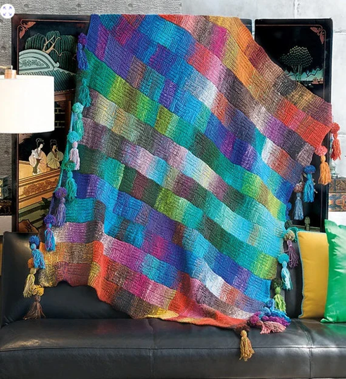 Noro Color Waves Comfy & Colorful Throw Knit Kit Includes 28 Balls Of Kureyon Yarn & Free Pattern Preorder Ships in July