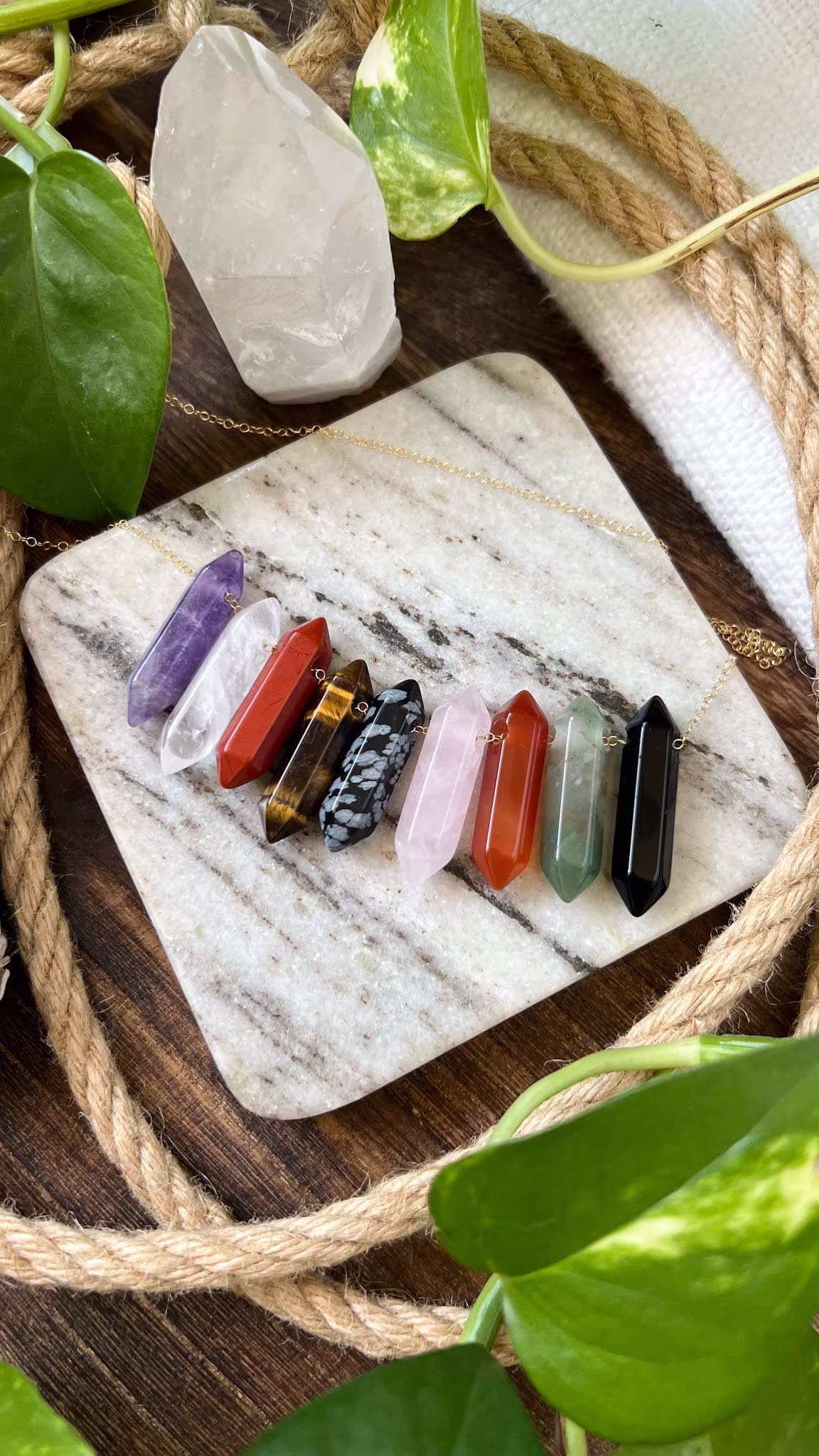 Double Terminated Crystal Necklace