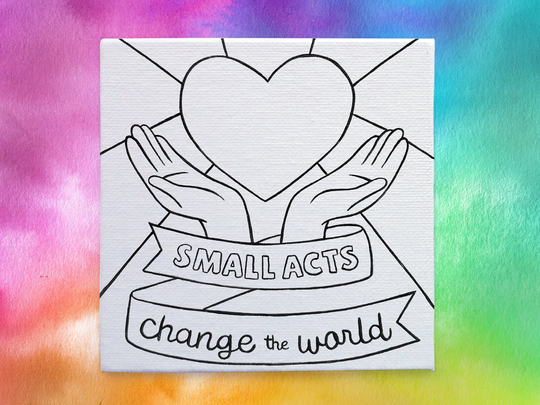 Small Acts Change The World Inspriational Canvas, Mindfulness Gift, Hands Heart Canvas
