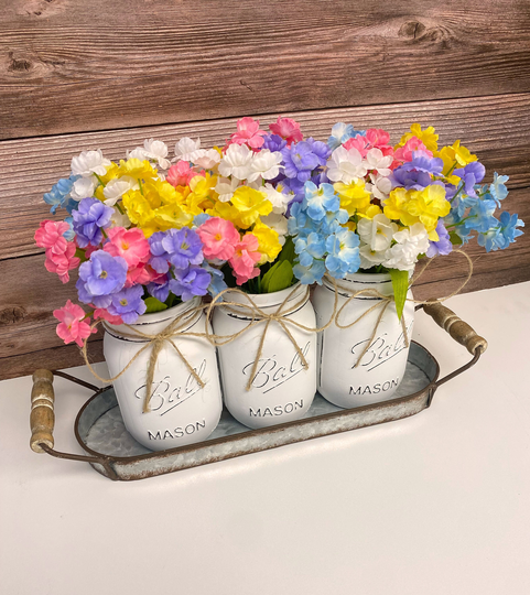 Table Centerpiece/Kitchen Decor/Farmhouse Centerpiece/Rustic Centerpiece/Mason Jar Decor/Mason Arrangement/Wedding Decor/