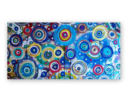 Colorful Abstract Choose Your Color Palette 24x48 Canvas Textured Multicolored Original Acrylic Painting Custom Modern Geo