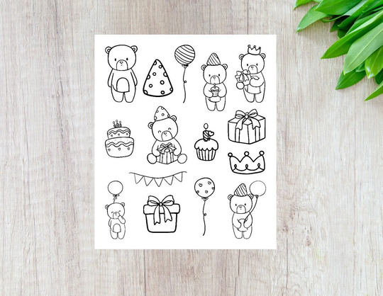 Birthday Bears Coloring Stickers, Kids Summer Activities, Color Your Own Activity, Crafting, Arts & Crafts For Kids
