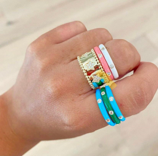 14K Colorful Cz Ring