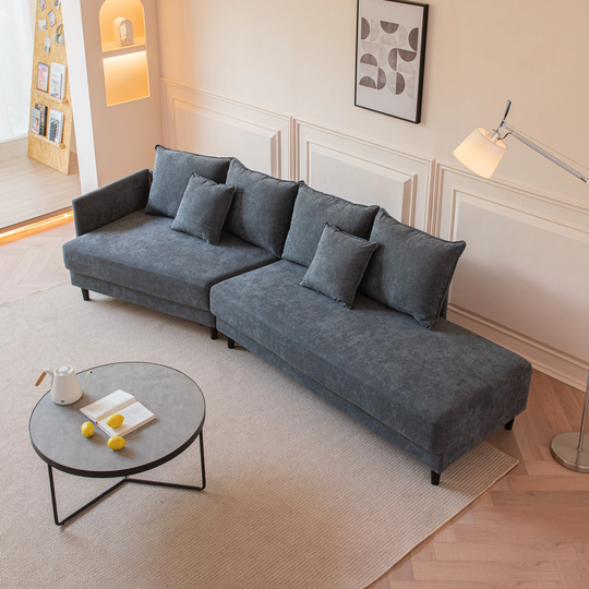 Polyester Upholstered Sectional Sofa Modern Style Living Room Leisure Sectional Sofa Couch with Right Hand Facing Chaise Lounge