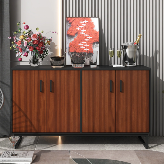 Large Storage Space Brown Console Tables with Adjustable Shelves