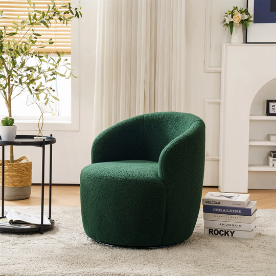 Teddy Fabric Swivel Accent Chair Living Room Chair, Green Red Blue
