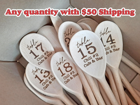 Table Numbers Wedding Engraved Spoons Rustic Elegant Decor Calligraphy Bridal Shower Favor