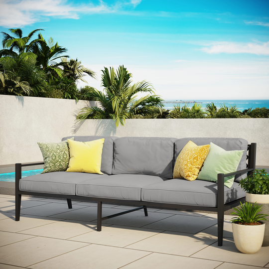 Metal Lattice Back Outdoor Sofa
