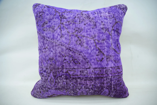 Turkish Kilim Pillow, Body Pillows, 20x20 Purple Cushion, Rug Pillow Covers, Office Chair Cushion Case, Indoor 681