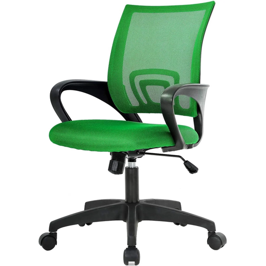 Pink/ Green/ Black Modern Mid-Back Ergonomic Mesh Office Desk Chair with Armrest on Wheels - N/A