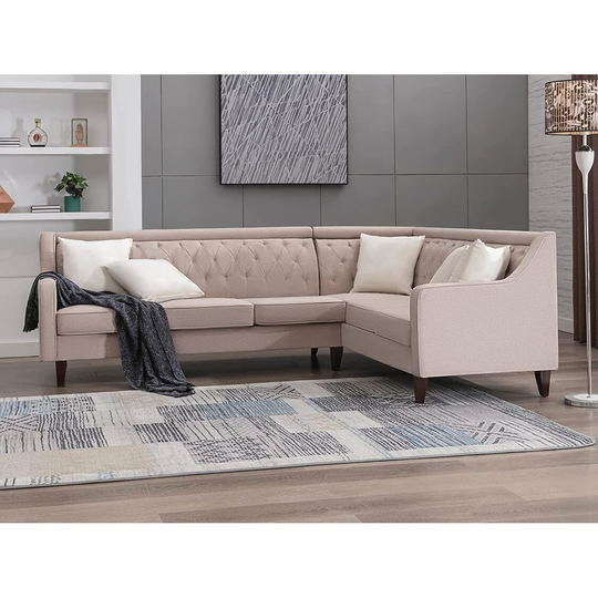 L-Shaped Upholstered Sectional Sofa Couch,6-seat Sofa Couch Has Button Tufted Backrest for Livingroom/Apartment/Office
