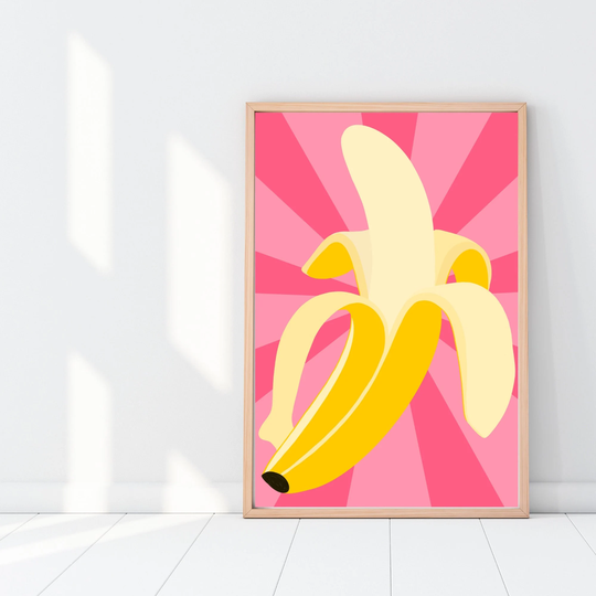 Banana Poster | Colorful Fruit Maximalist Boho Print Eclectic Home Decor Kitchen Happy Art