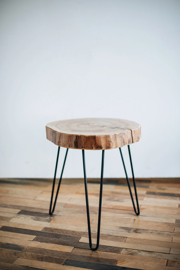 Side Coffee Table, Wooden Round Modern Hairpin Legs End Mid-Century Rustic Table