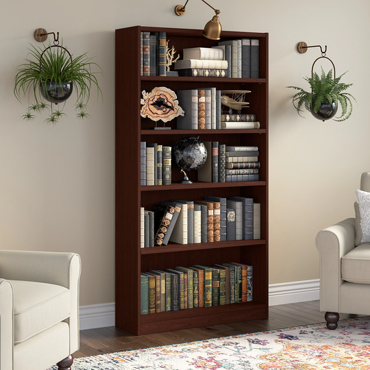 Bush Furniture Universal 5 Shelf Bookcase - 36.93"L x 11.69"W x 71.65"H