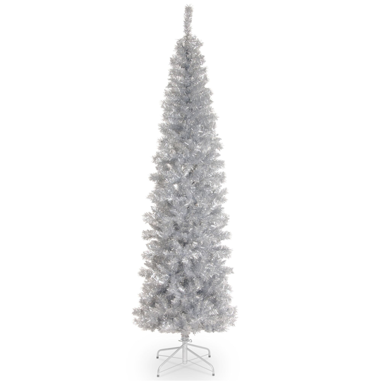 6' Silver Pencil Tinsel Artificial Christmas Tree - Unlit Lights - 6 Foot