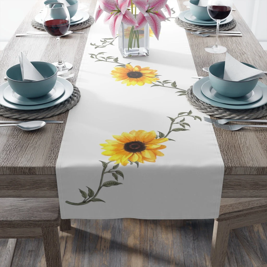 Sunflower Table Runner, Summer Decor, Floral Housewarming Gift, Gift For Mom