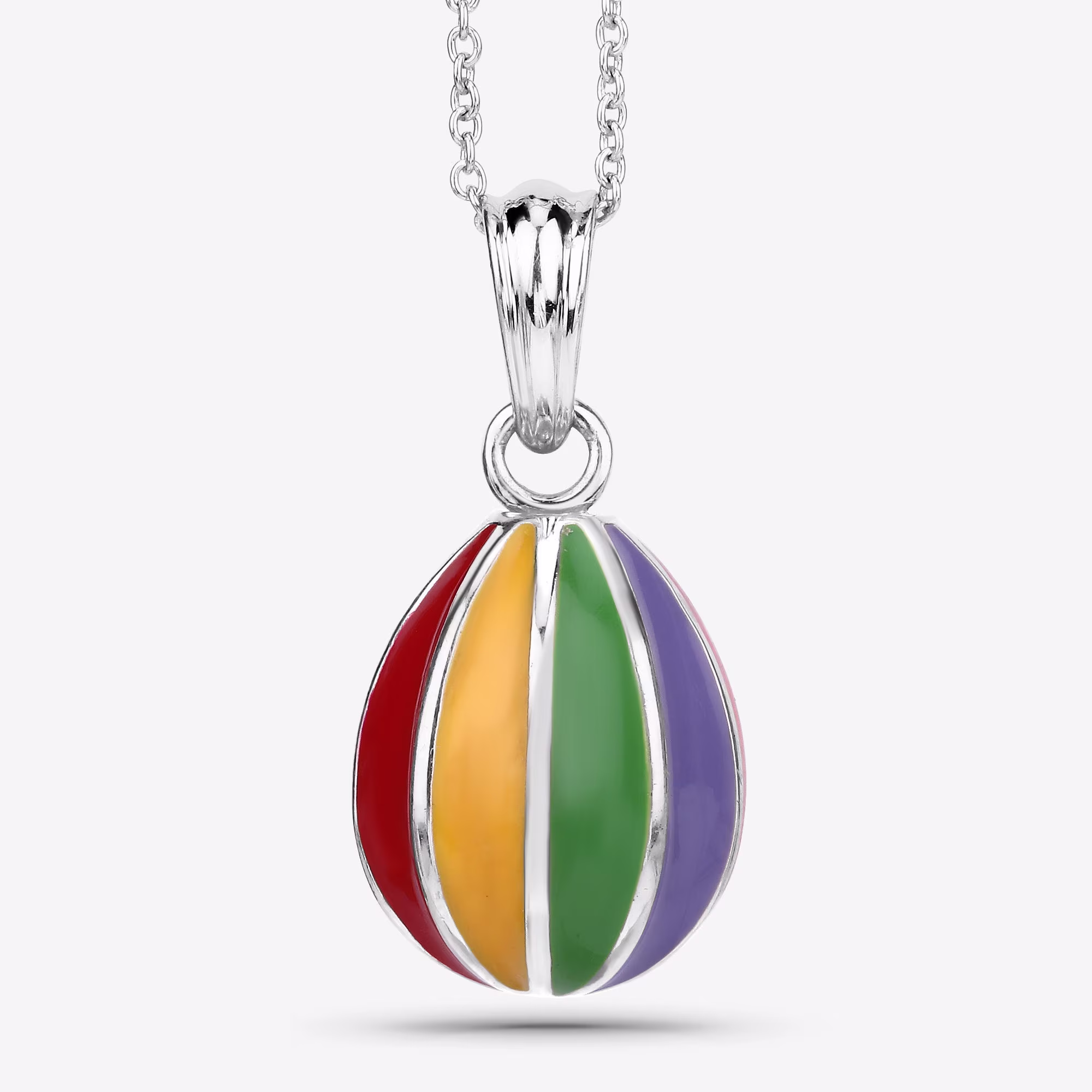 Multi-Color Enamel Egg Pendant Necklace, Faberge Eggs Sterling Silver Pendant, Charm Pendants, Easter Jewelry