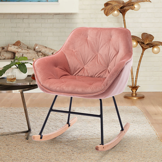 Modern Upholstered Rocking Chair Comfortable Nursery Rocker Chair