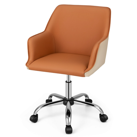 Gymax Adjustable Desk Chair PU Leather Office Chair Swivel Leisure