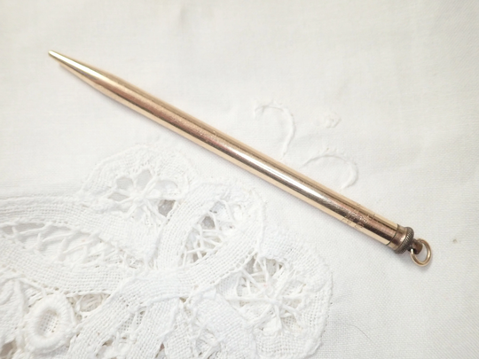 Vintage Redipoint 4" Rolled Gold Mechanical Pencil With Ring Top Loop No Chain Very Good Condition